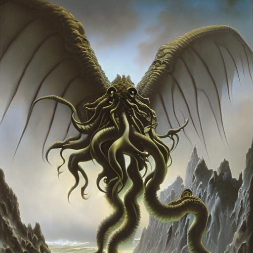 Cthulhu in R'lyeh: A Fantasy Art Depiction