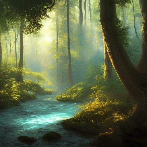 High Gothic Woodland Oil Painting