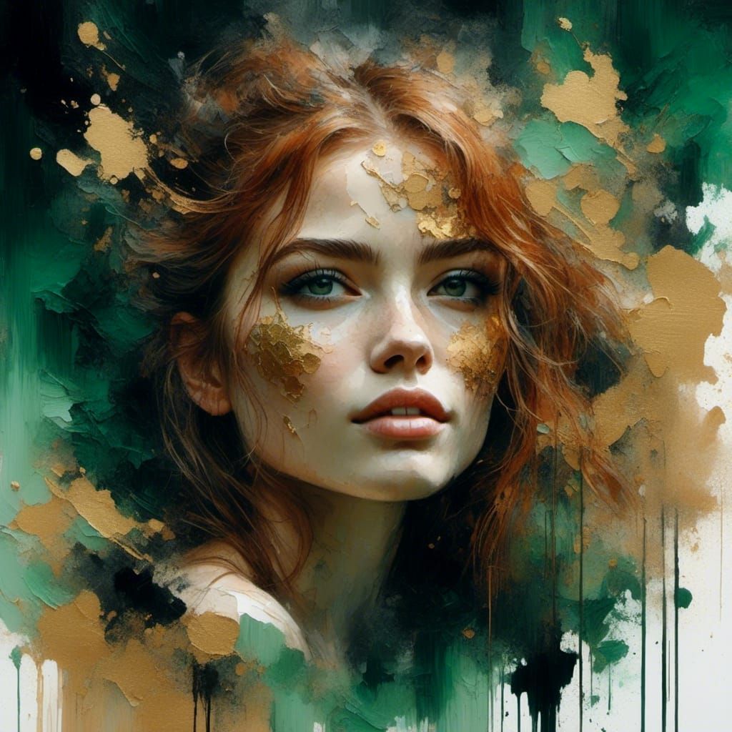 Vivid Double Exposure Portrait in Watercolor Style