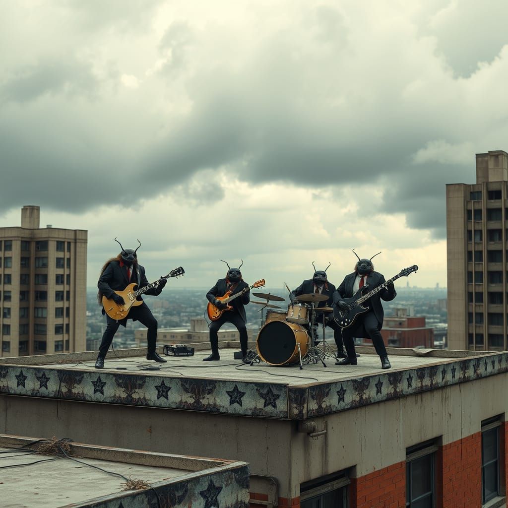 Beetle Rockers Perform on Abandoned Rooftop