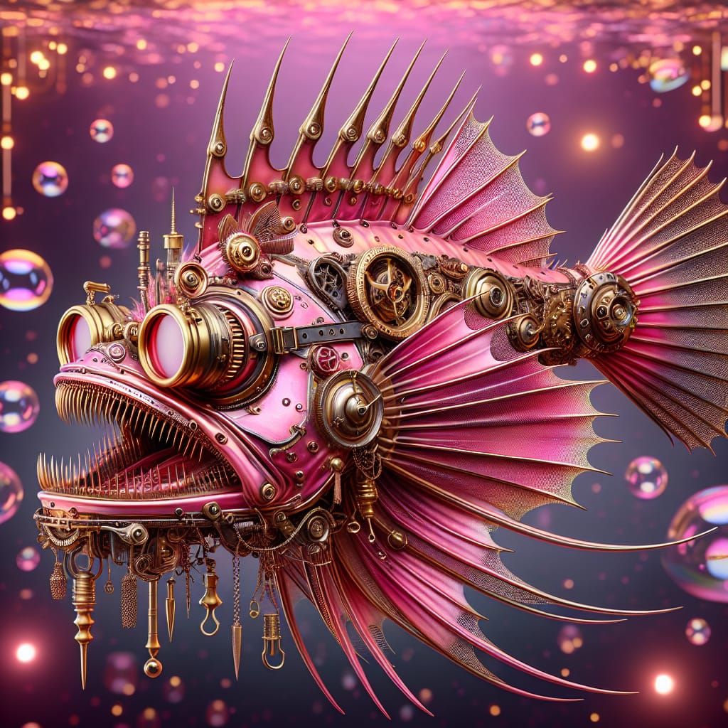 Steampunk Angler Fish with Chrome Finish