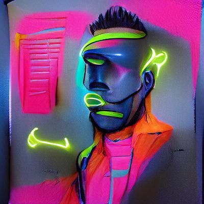 Vibrant Neon Face with Intricate Details