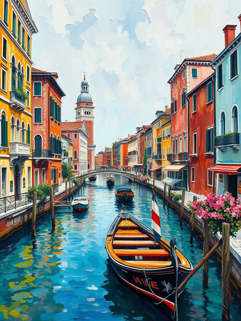 Venice Italy: Expressionist Oil Painting
