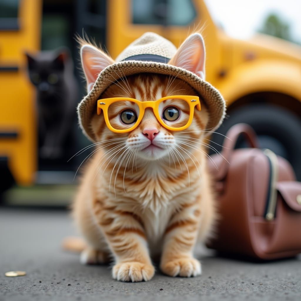 Kitten's First Day: A Cute School Scene