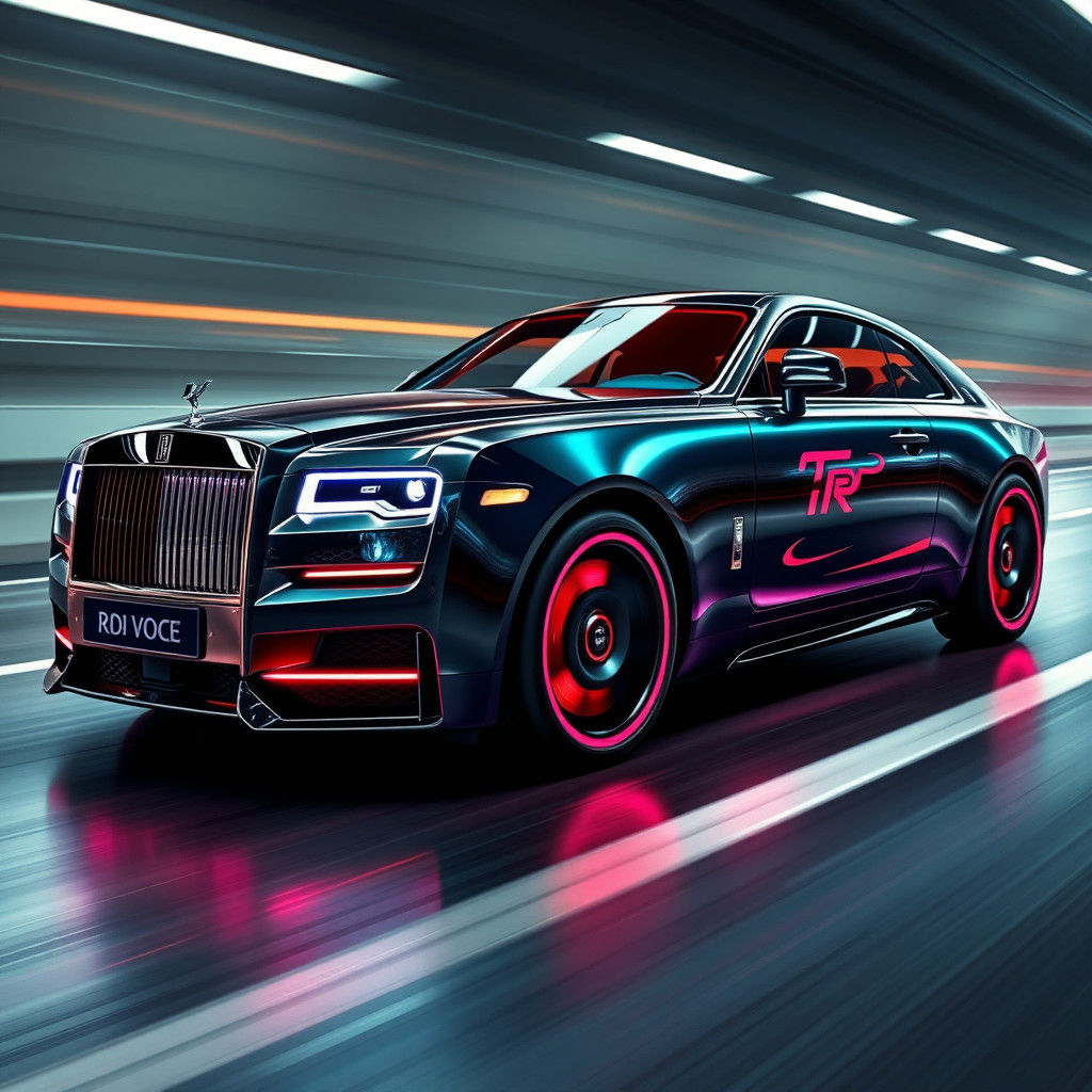 Cyberpunk Rolls-Royce with Neon Racing Graphics