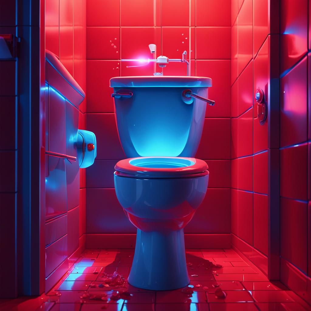 Surreal Head Shoots Lasers From Toilet