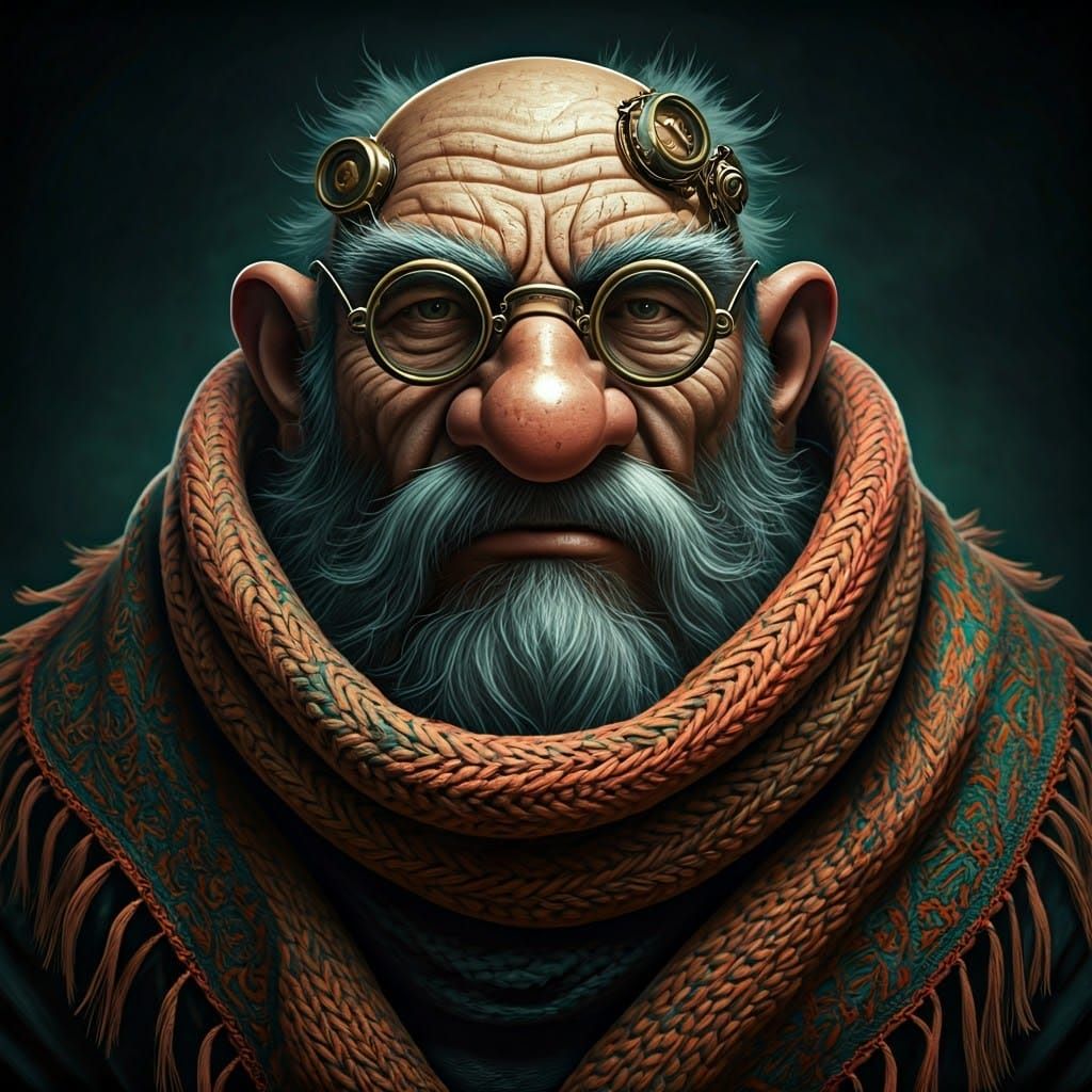 Gruff Dwarf Clockwork Sorcerer Portrait