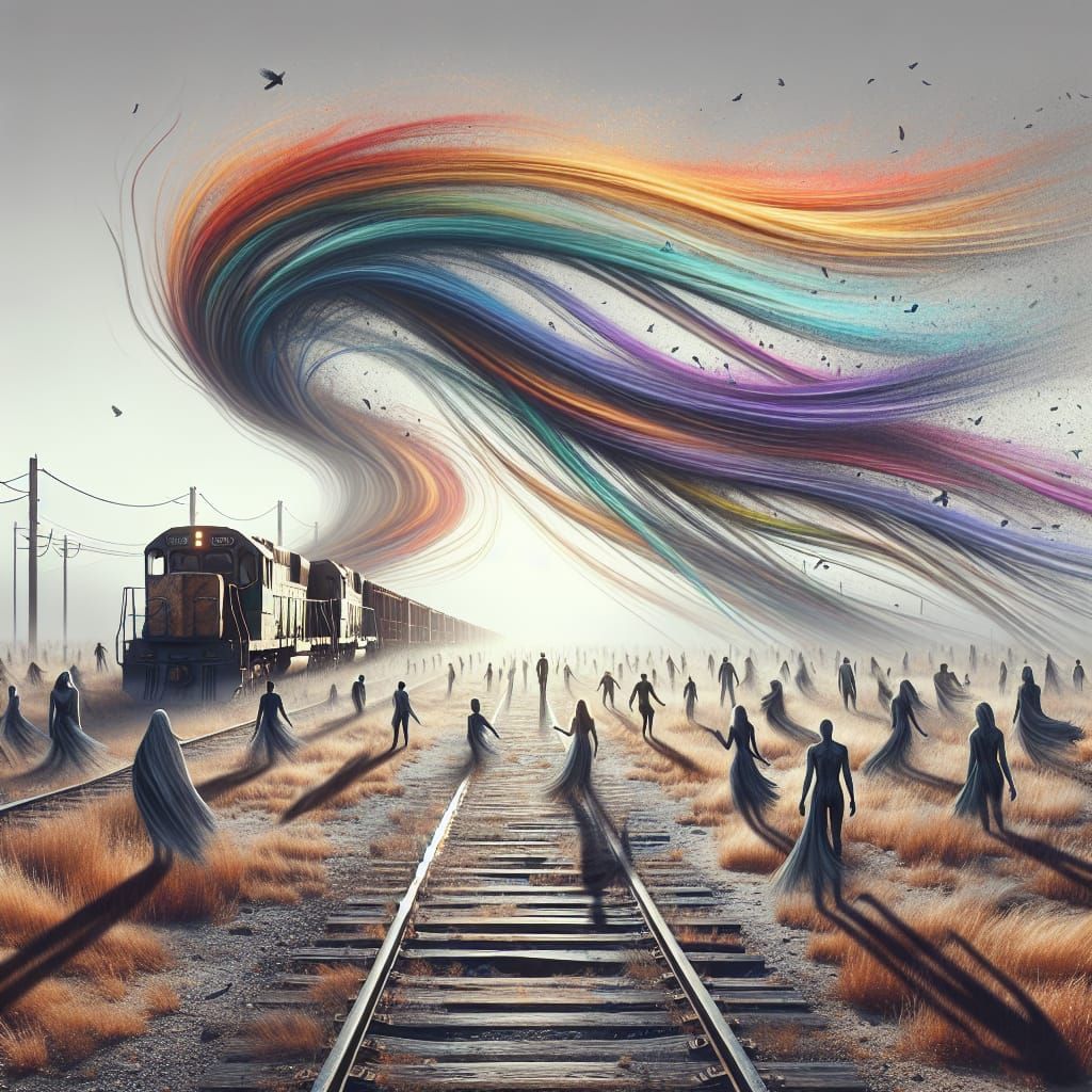 Mysterious Post-Apocalyptic Train Track Scene in Concept Art...