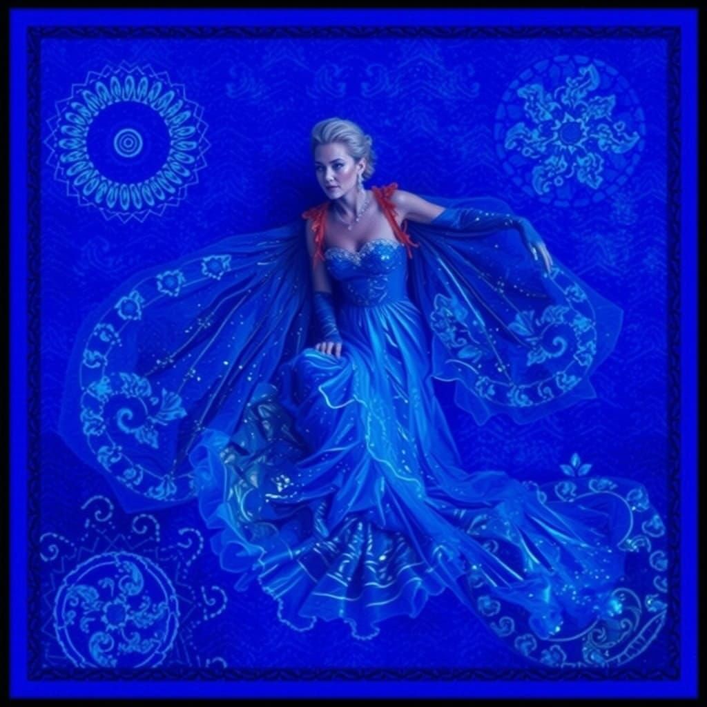 Elegant Woman in Psychedelic Surrealist Luxury