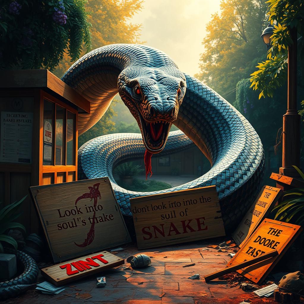 Giant Snake Escapes Zoo: Hyper-Realistic Concept Art