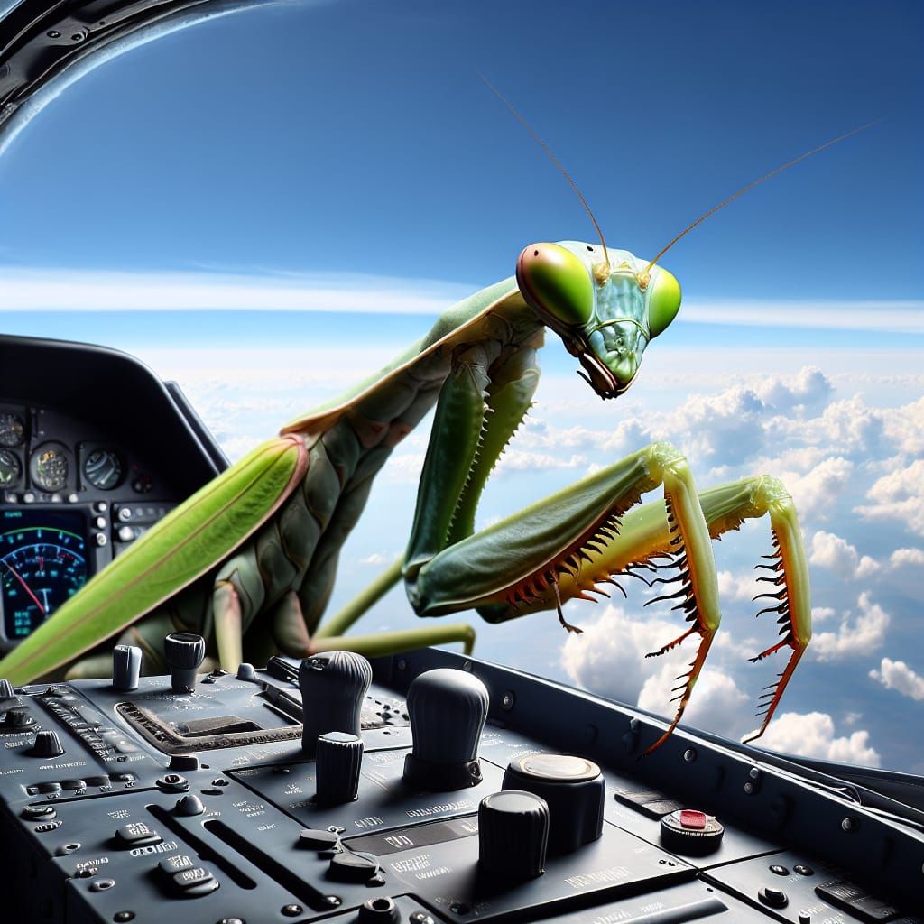 Mantis Pilot in High-Tech Fighter Jet