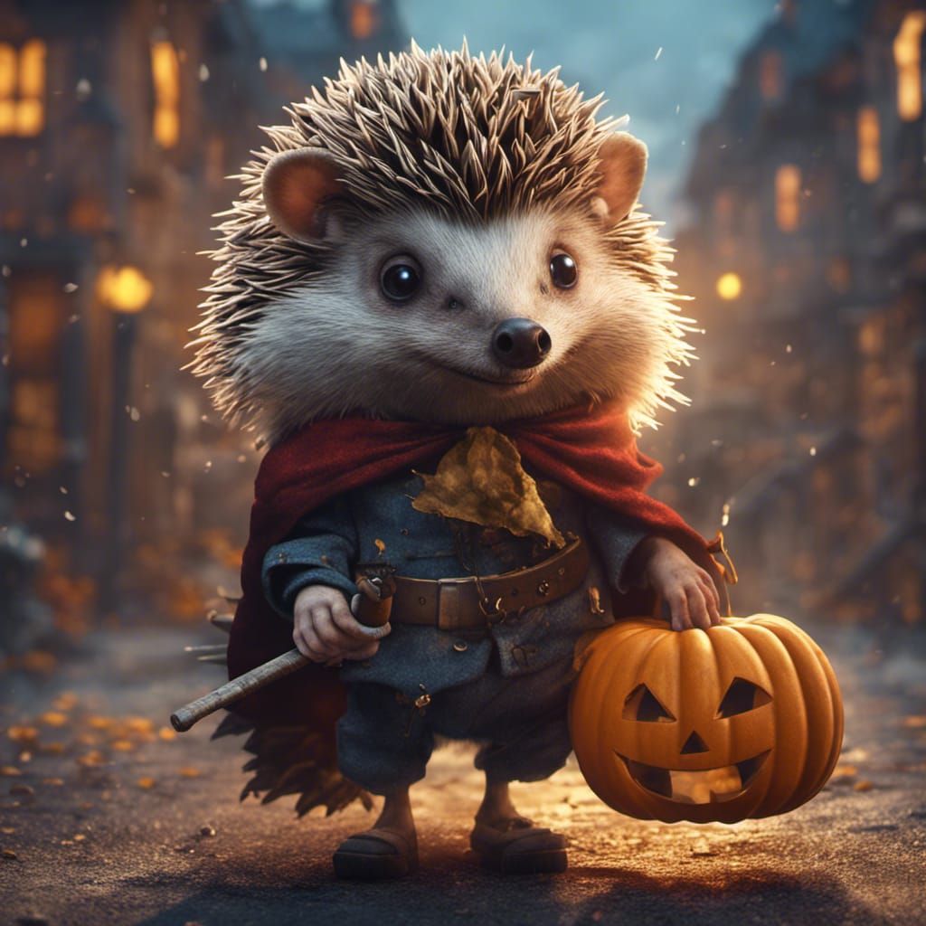 Hedgehog Halloween: A Detailed Matte Painting