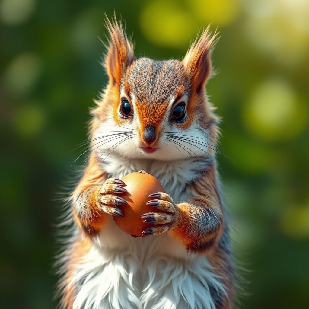 Cute Squirrel Owl Hybrid Portrait in Sunshine