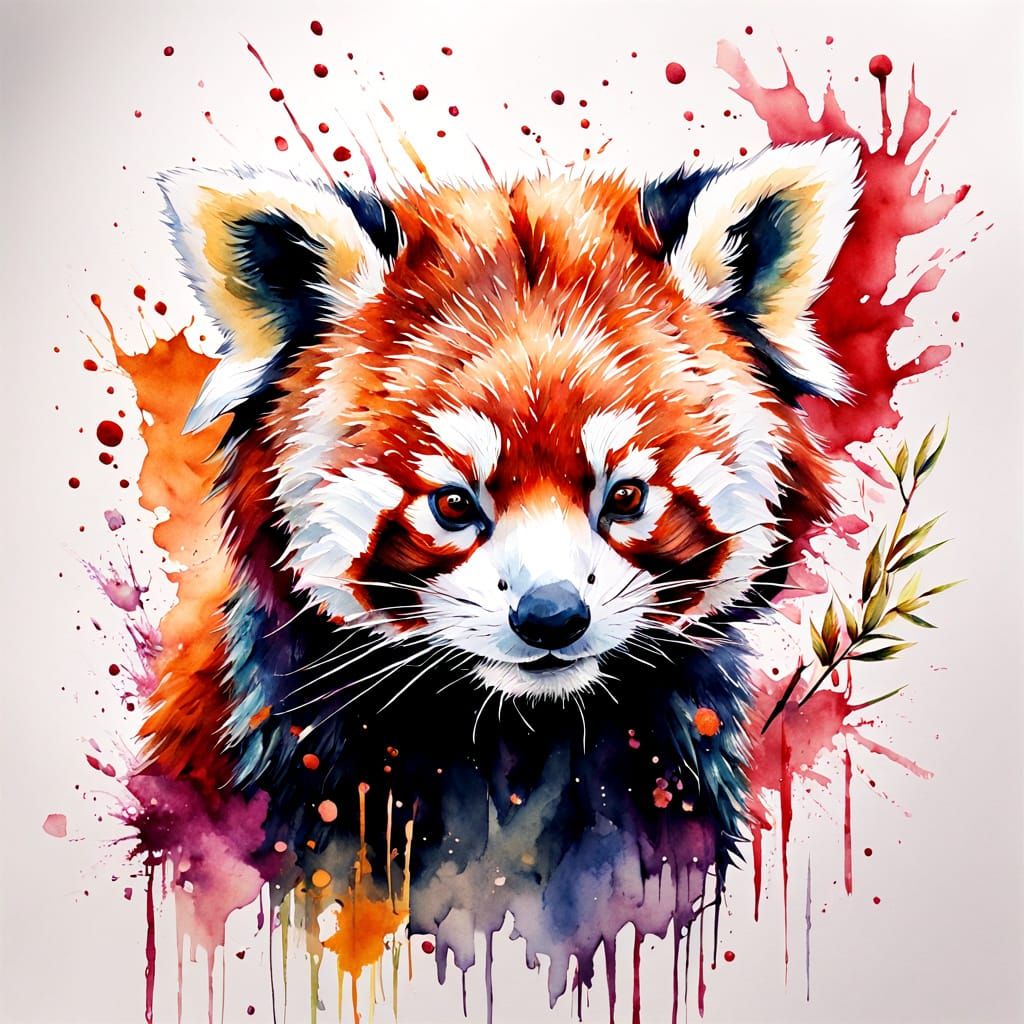 Cute Red Panda in Origami Papercraft Style