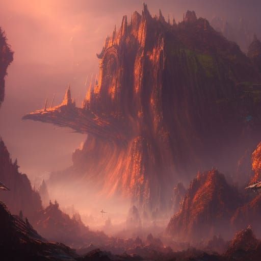 Fantastical Ship in Detailed Matte Painting