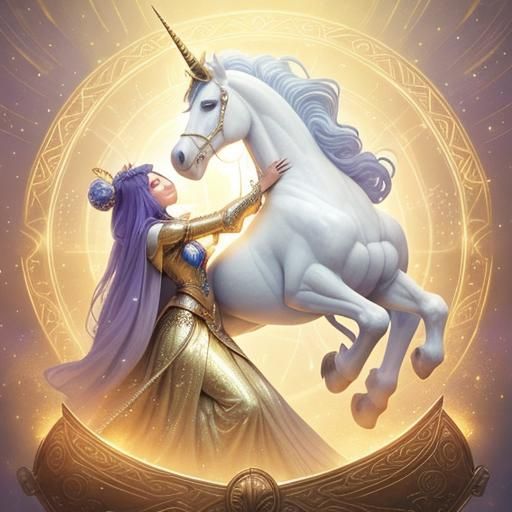 Celestial Warrior and Golden Chariot in Dreamlike Portrait