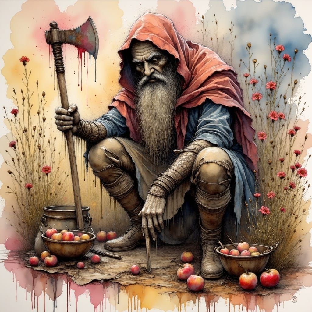 The Executioner's Ominous Task in Epic Impressionist Style