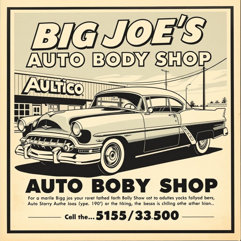 1950s Style Advertisement for Auto Body Shop
