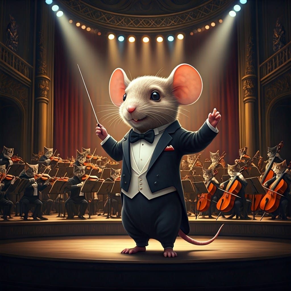 Mouse Maestro Leads Feline Philharmonic