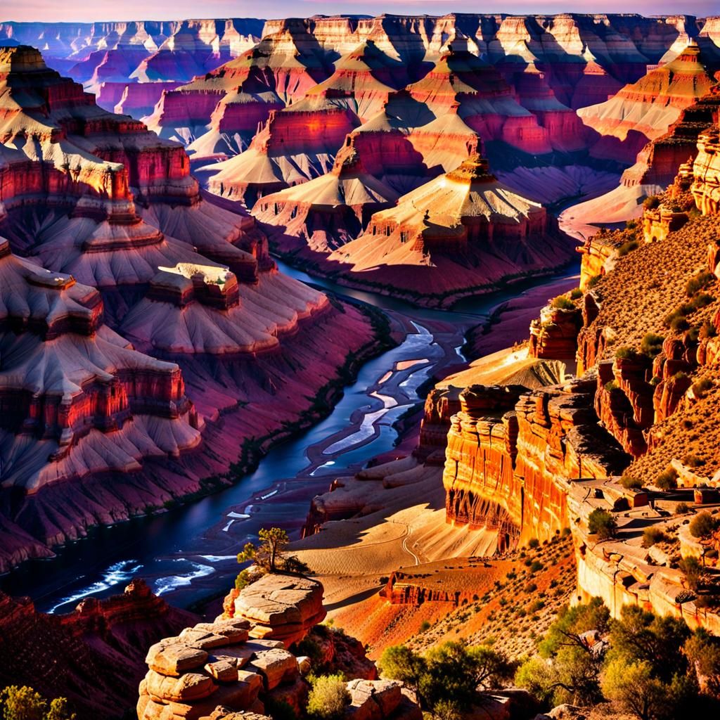 Grand Canyon: Colorado River Rapids and Canyon View