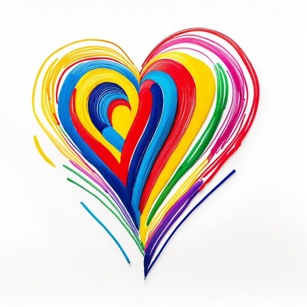 Playful Crayon Heart in Naive Art Style