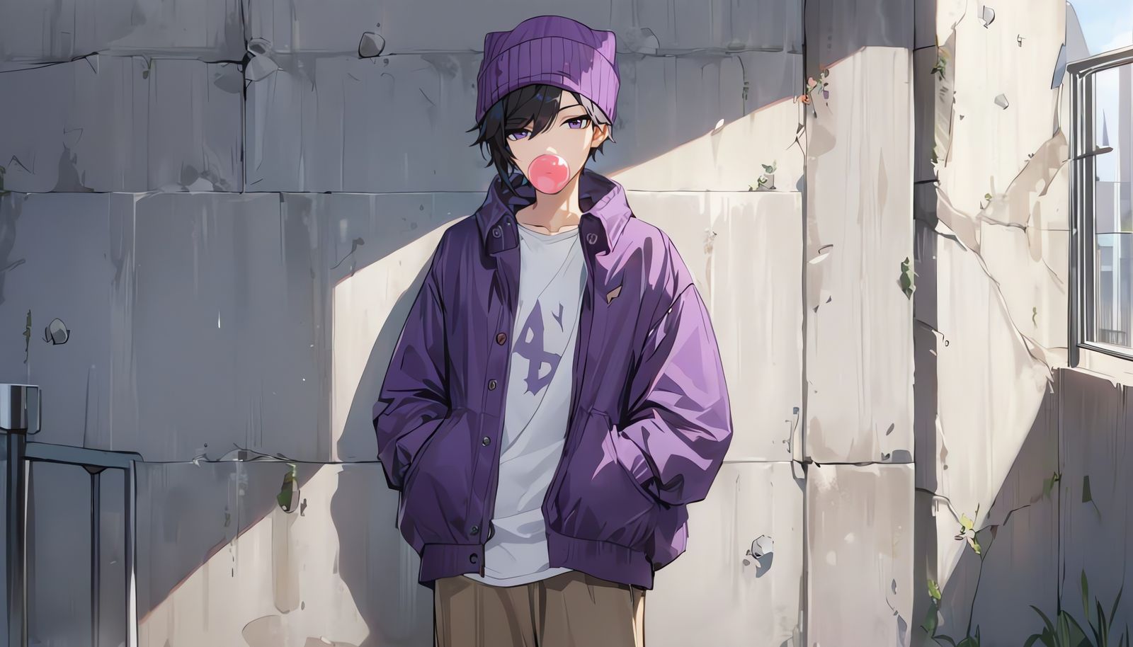 Charming Bishounen Cowboy Blows Bubbles in Dappled Sunlight