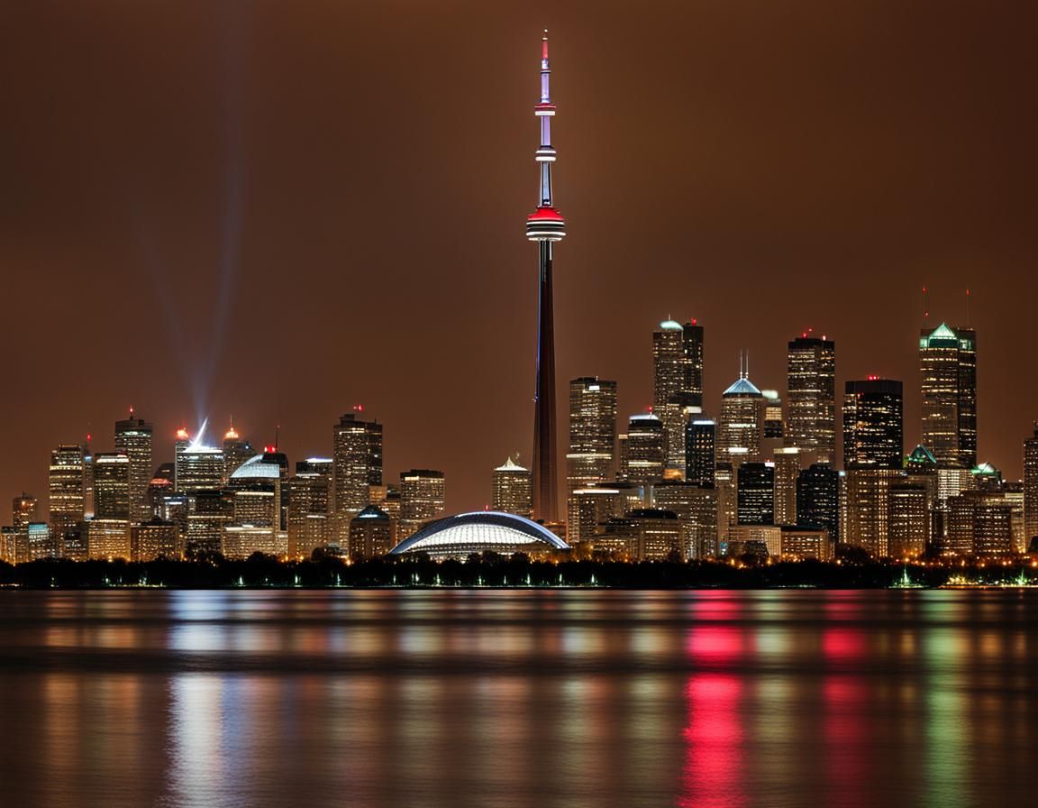 Toronto Skyline at Night from Lake Ontario