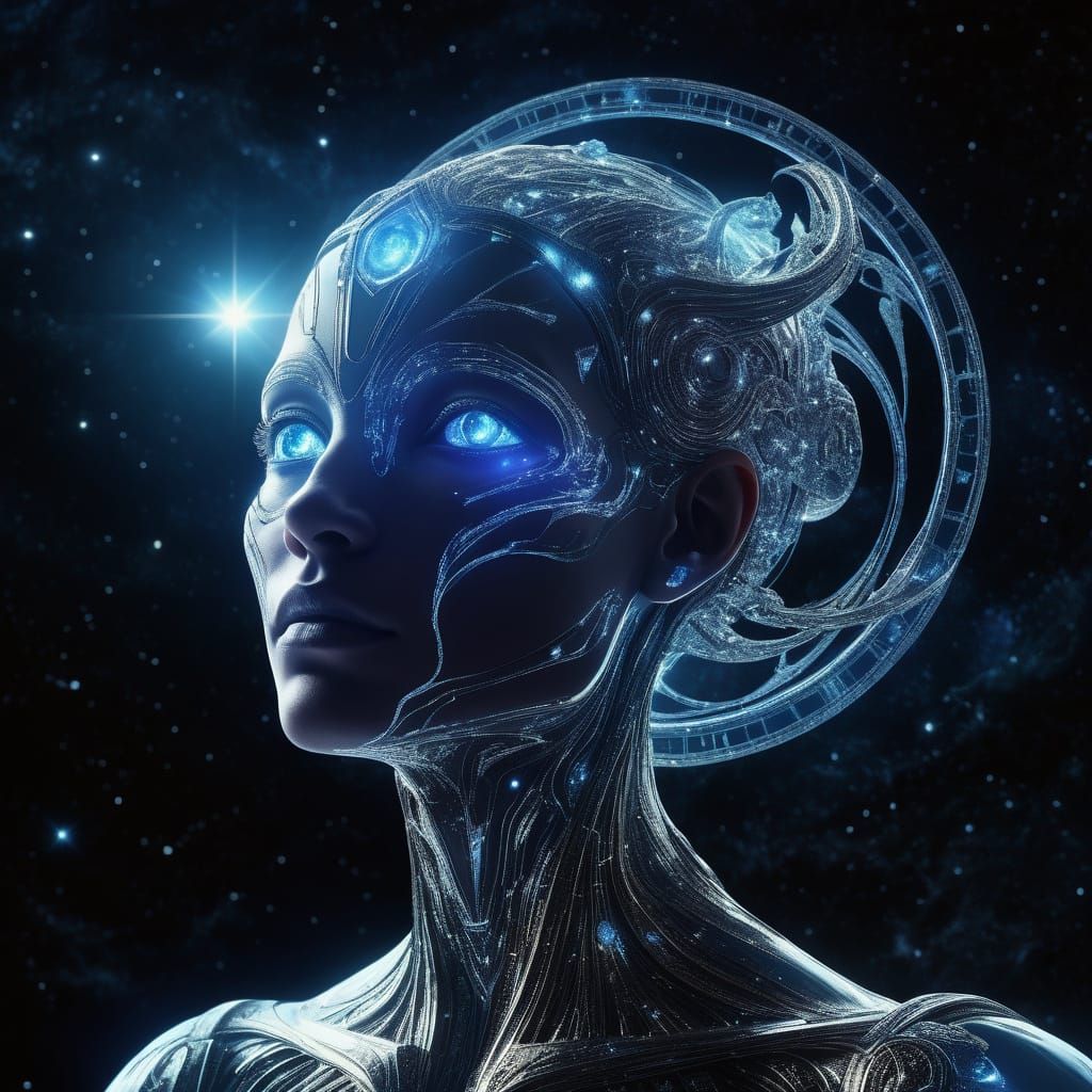 Celestial Beings Among Stars: Holographic Astral Art