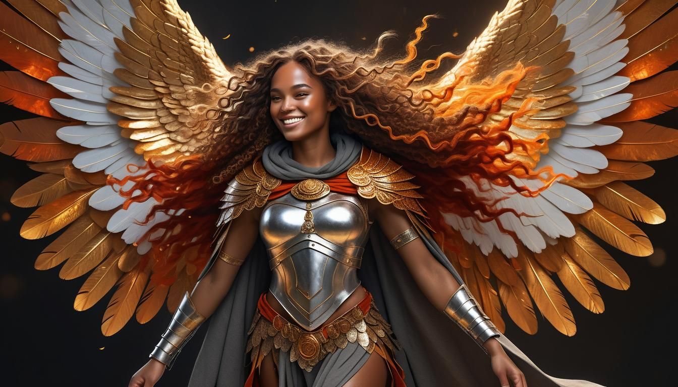 Golden-Skinned Angel with Silver Wings