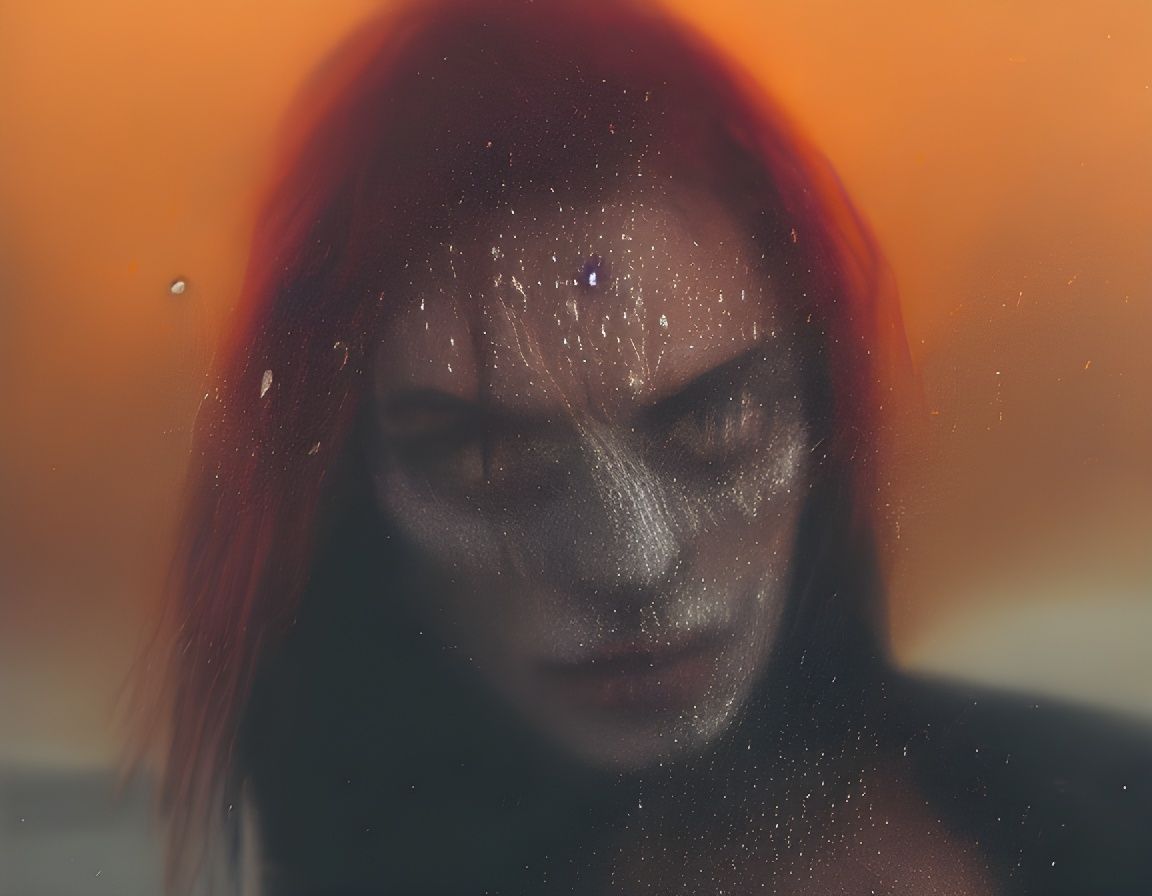 Surreal Portrait of a Woman with a Third Eye Amidst Turbulen...