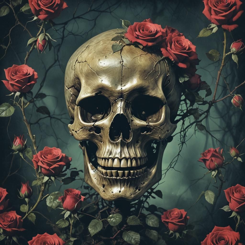skull with rose