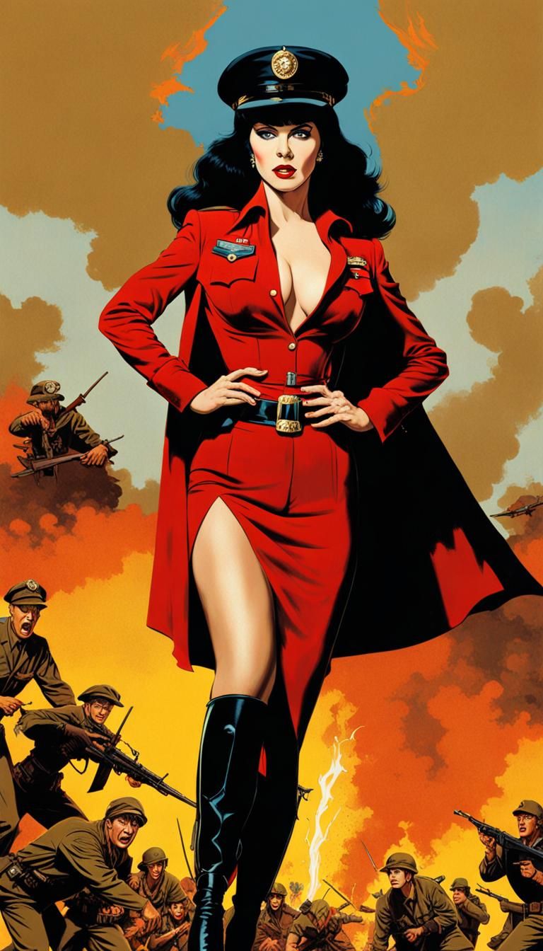Elvira as world war 2 superhero