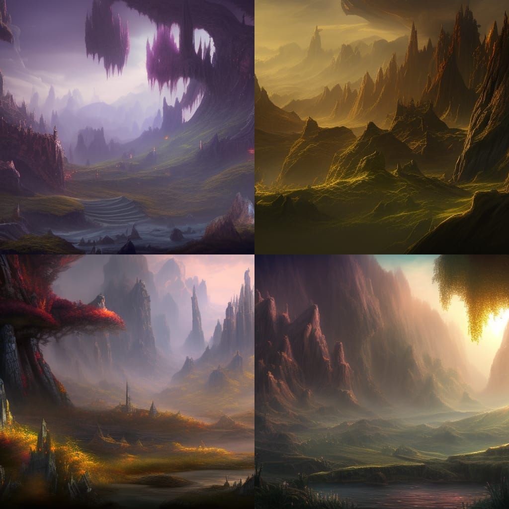 Fantastical High Fantasy Landscape in Matte Painting Style