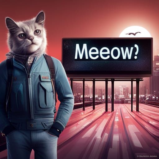 Cityscape Dominated by 'Meow' Billboards