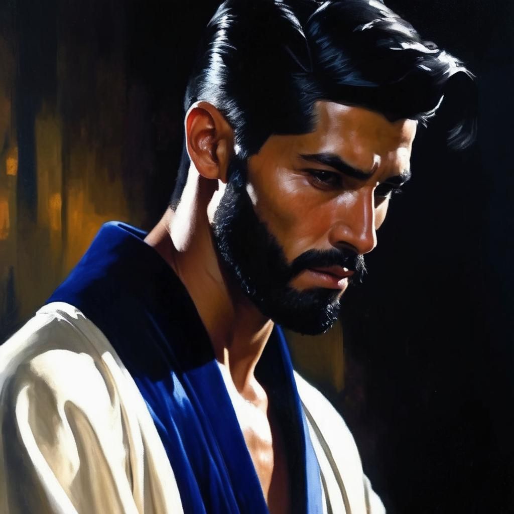 Smiling Man with Beard in Impressionist Style