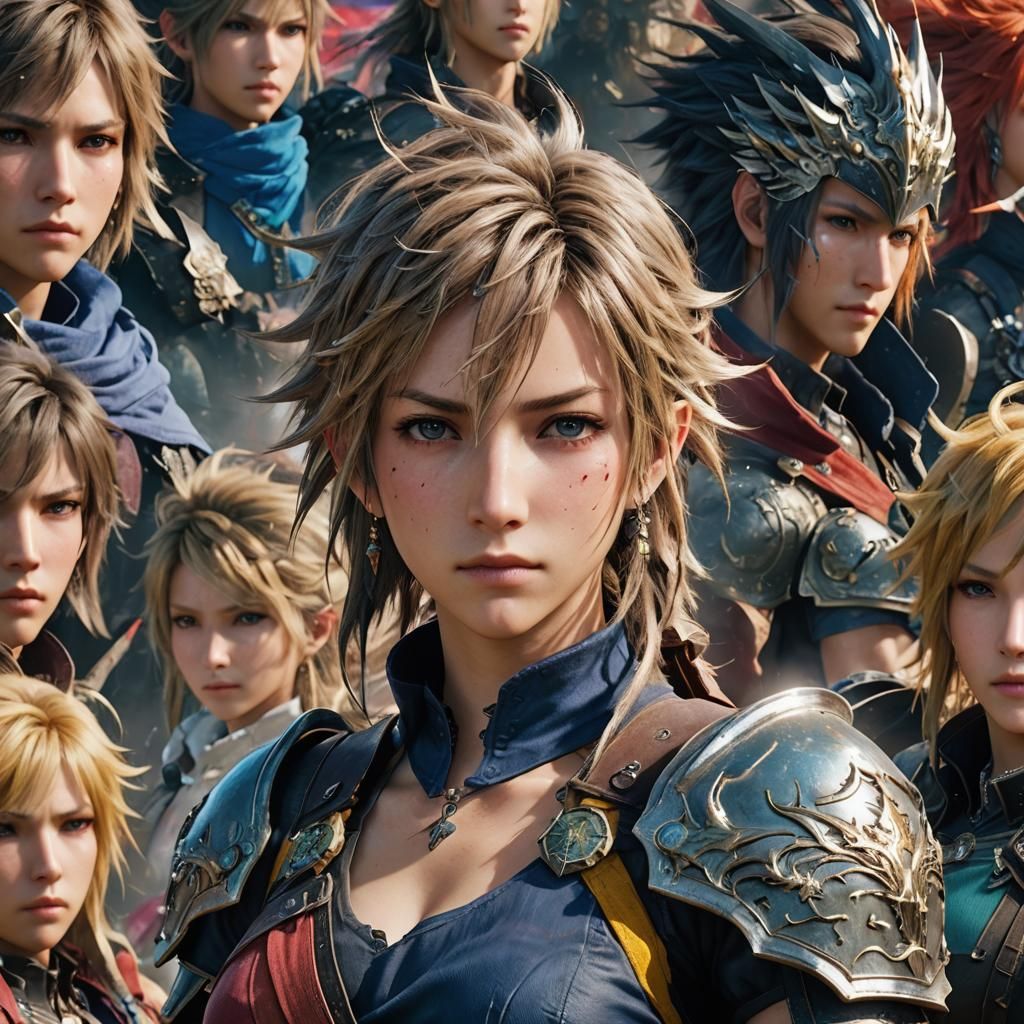 Original Final Fantasy Characters in Hyperrealistic Style