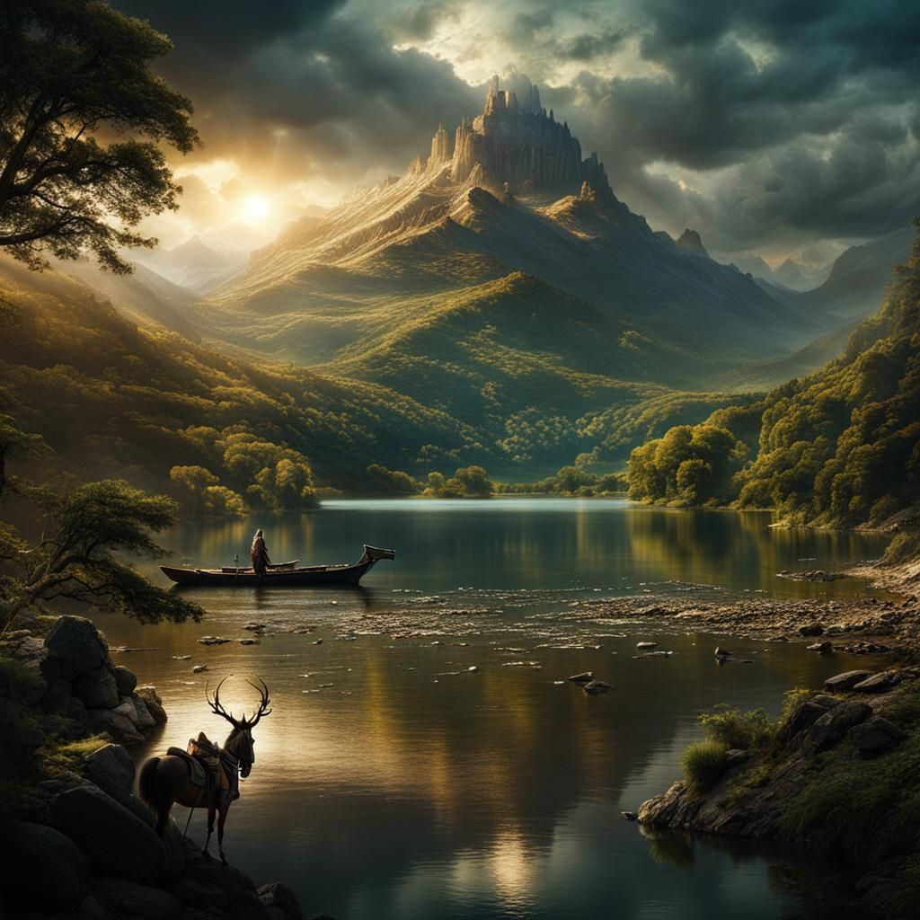 Epic Centaur Archer in Lake Digital Painting
