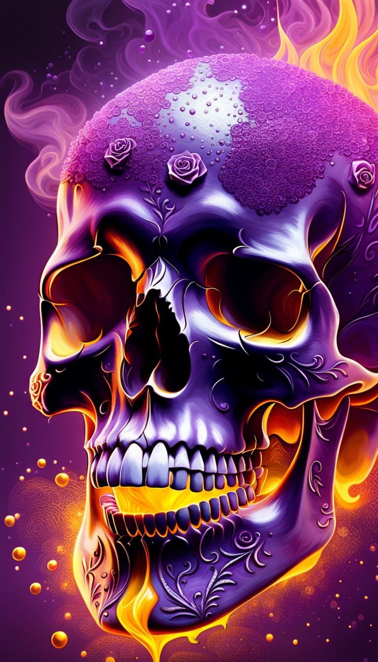 Purple and yellow skull