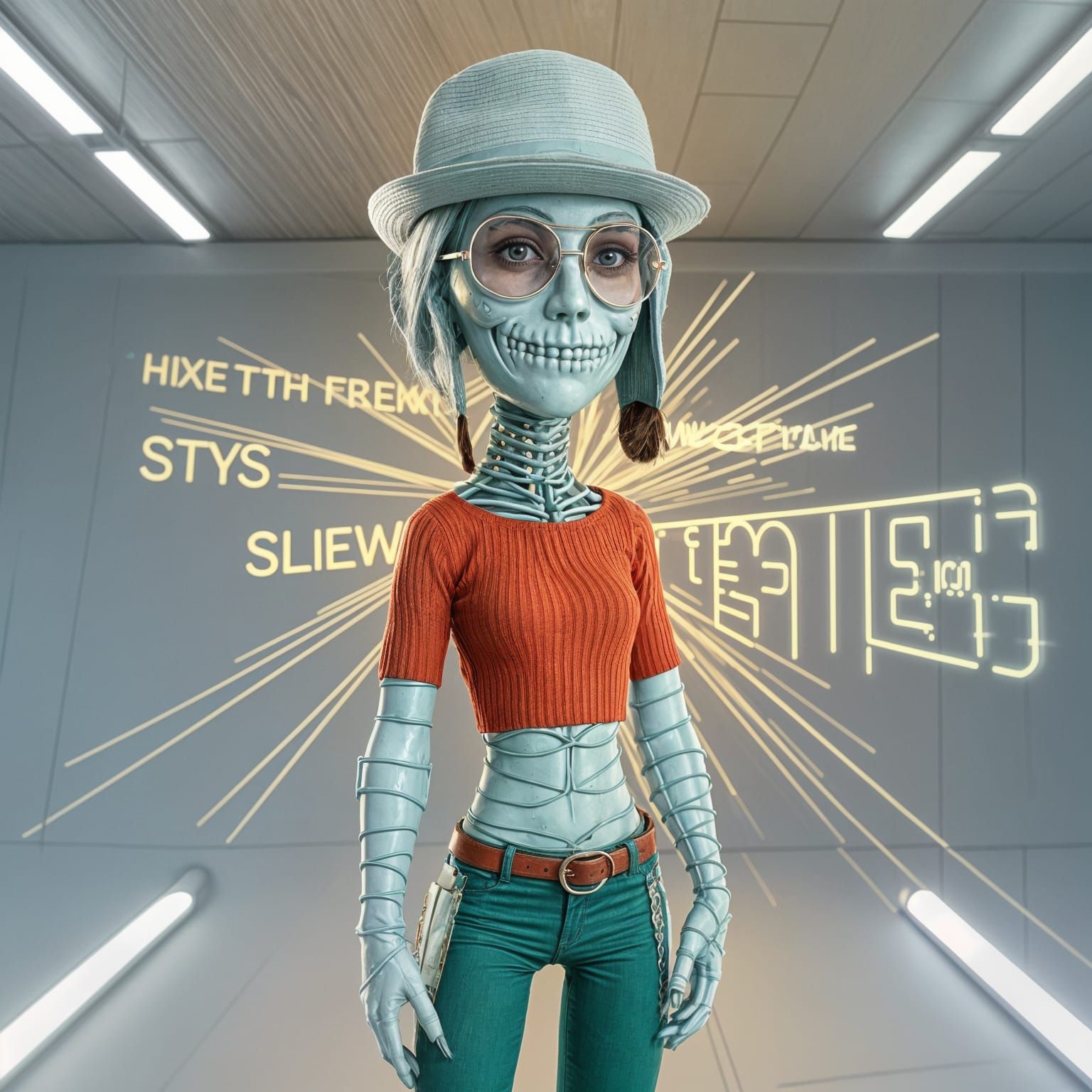 Mysterious Figure Stands Confidently in Neon-Lit Ambiance