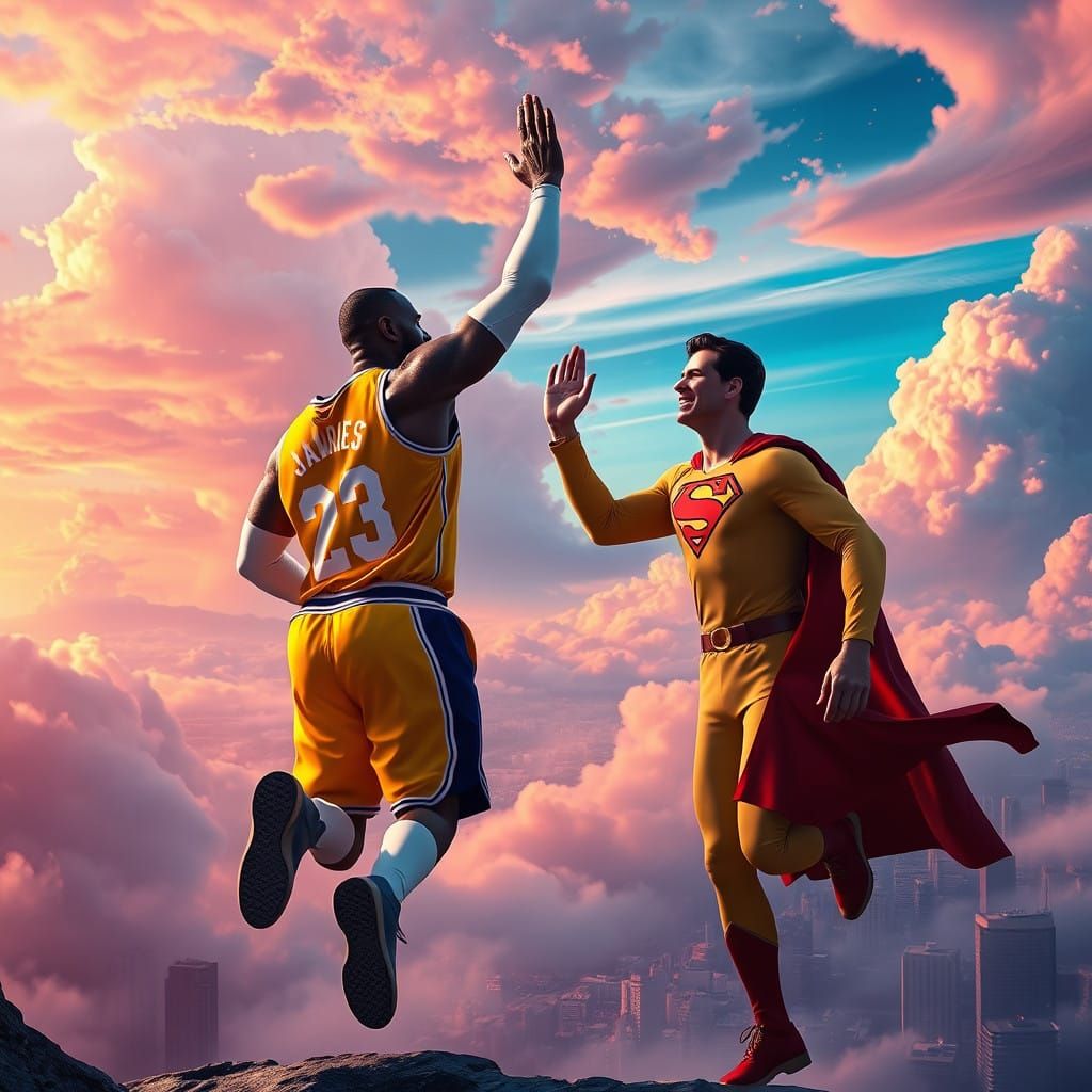 Lebron James and Superman Share Triumphant High-Five in Vibr...