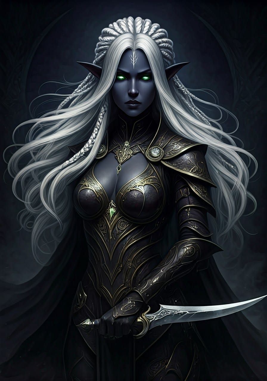 Ethereal Dark Elf Rogue in Iridescent Armor