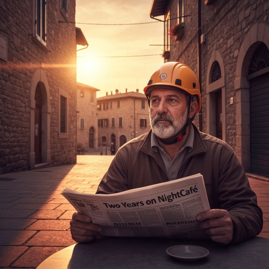 Geologist Reads "Two Years on NightCafé" at Sunset