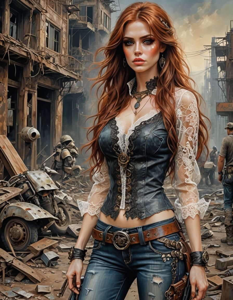 Post-Apocalyptic Beauty in Vibrant Painting Style