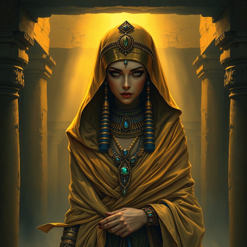 Enigmatic Mummy Siren, Wrapped in Golden Mystique