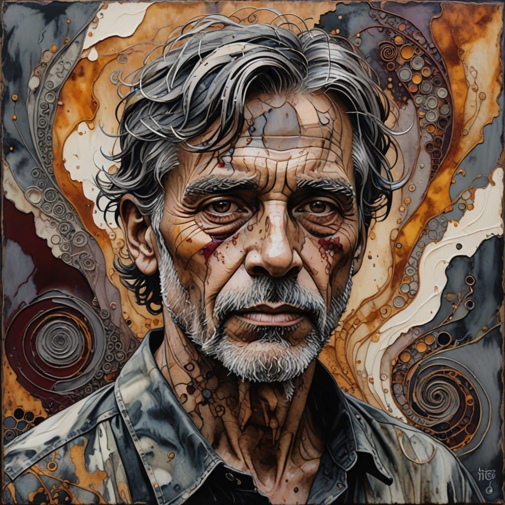 Weathered Portrait in Forgotten Ruins