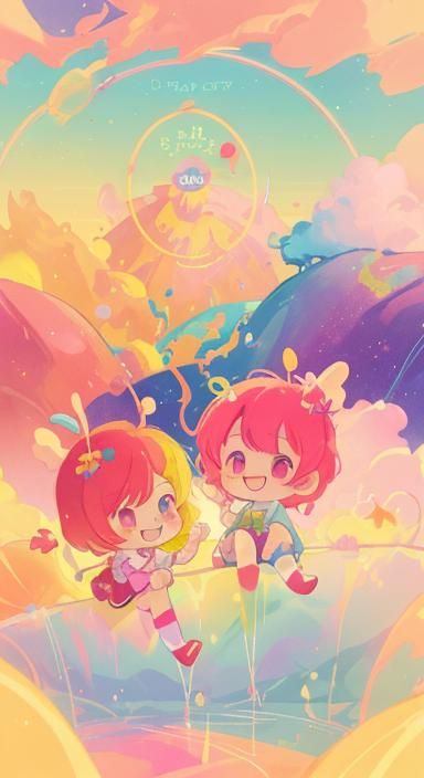 Smiling Girl in Candyland: Cel-Shaded Digital Art