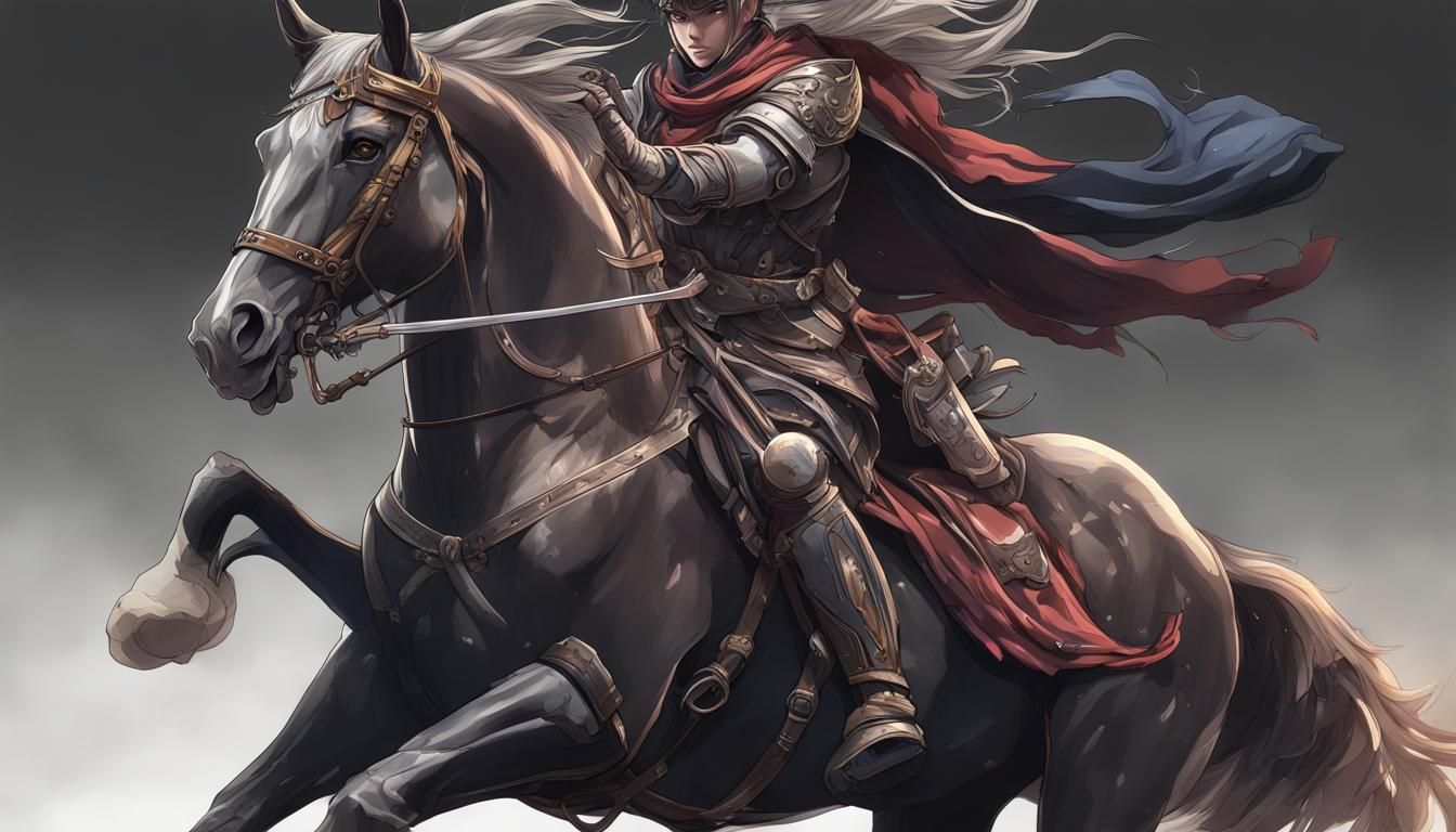 Warrior on Horse in 3D Anime Style