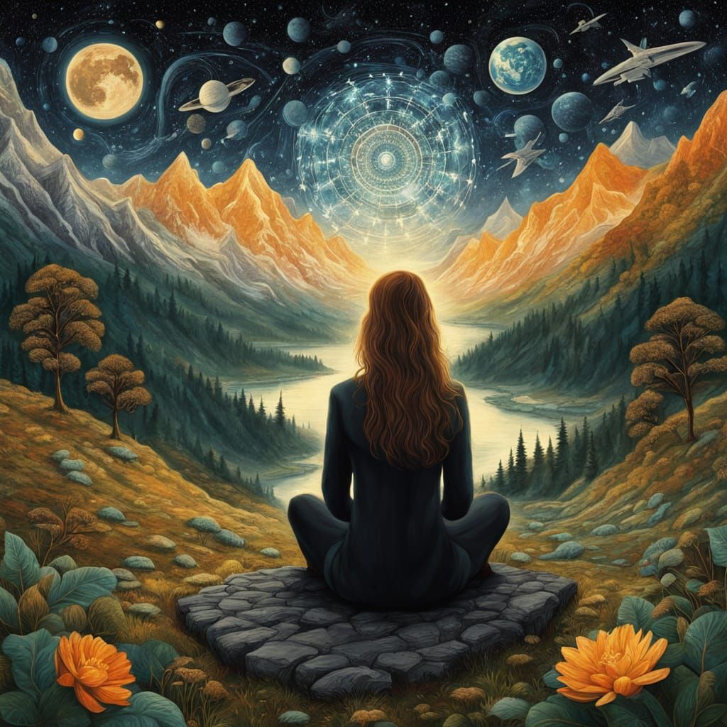 Cosmic Bio Art Collage in Digital Style