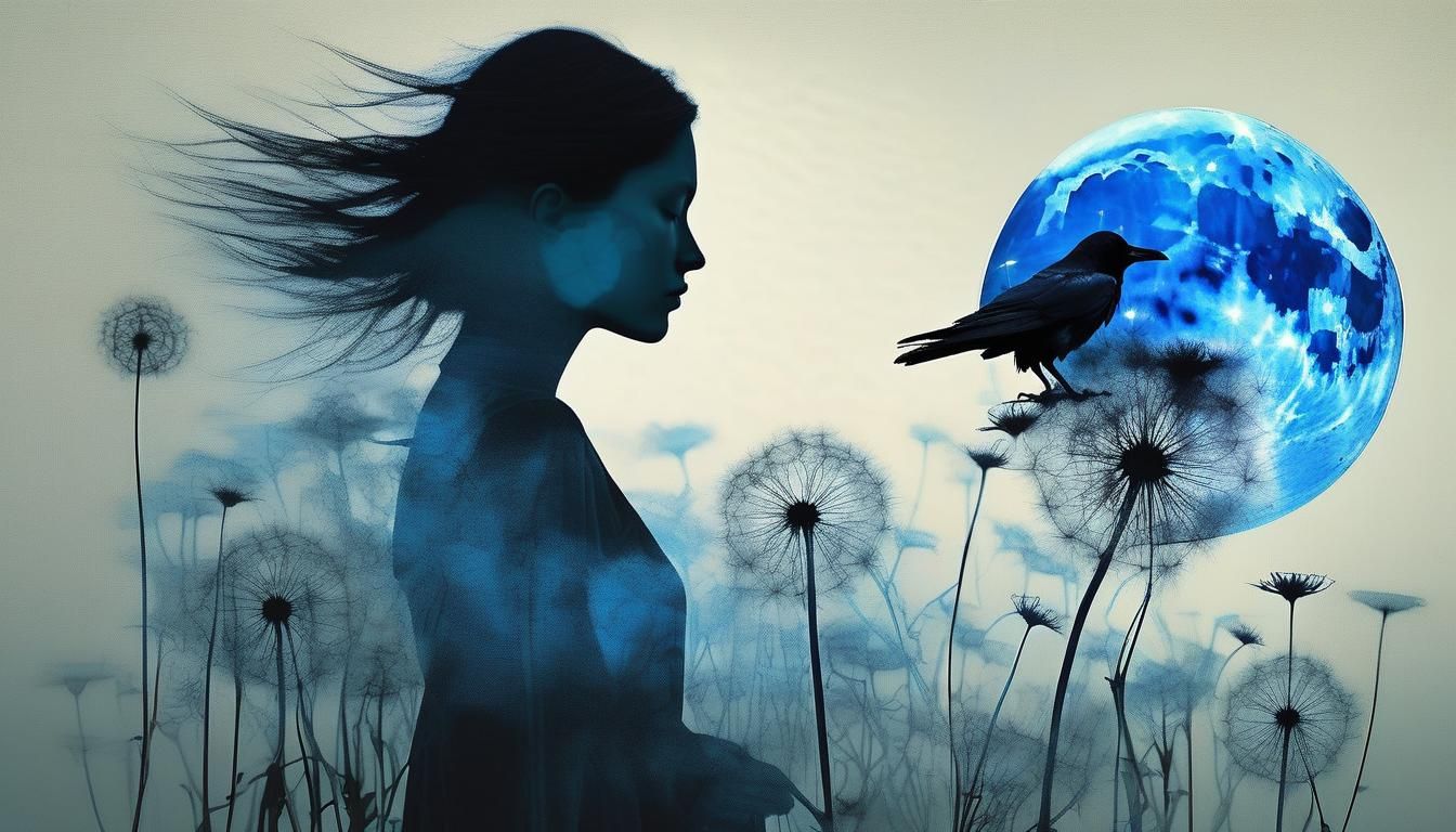 Ethereal Blue Moon Double Exposure