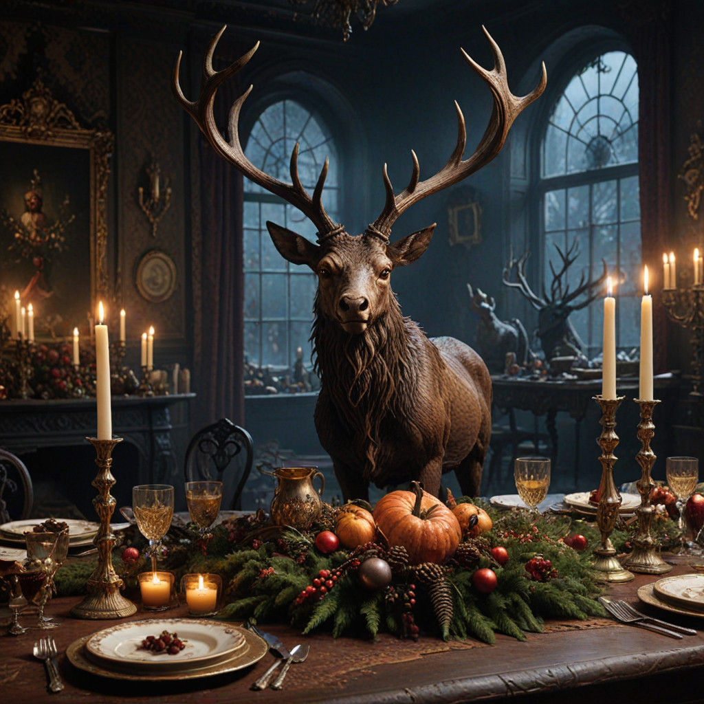 Dark Whimsy Christmas Nightmare in Tim Burton Style